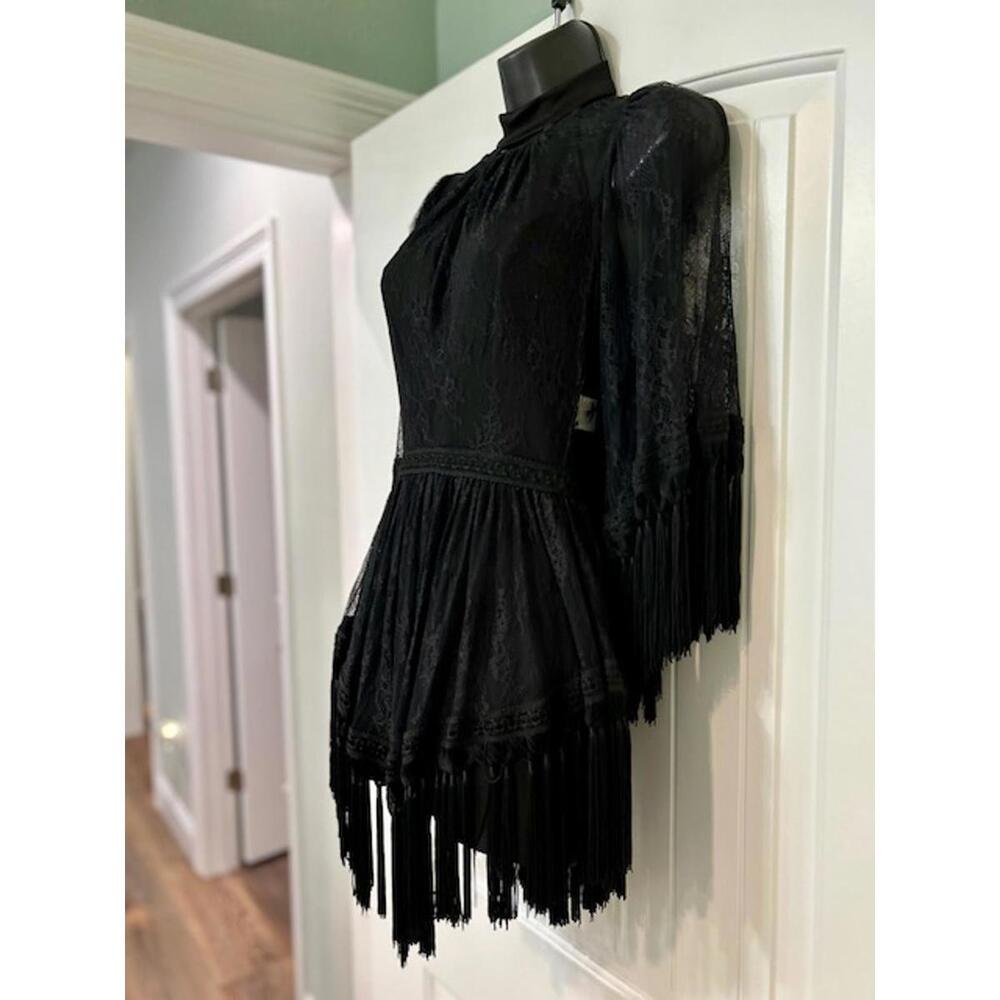 Alice McCall Black Lace Fringe Mini Dress